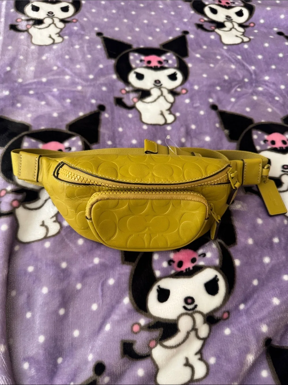 Coach chartreuse Embossed Signature Leather small Belt Bag